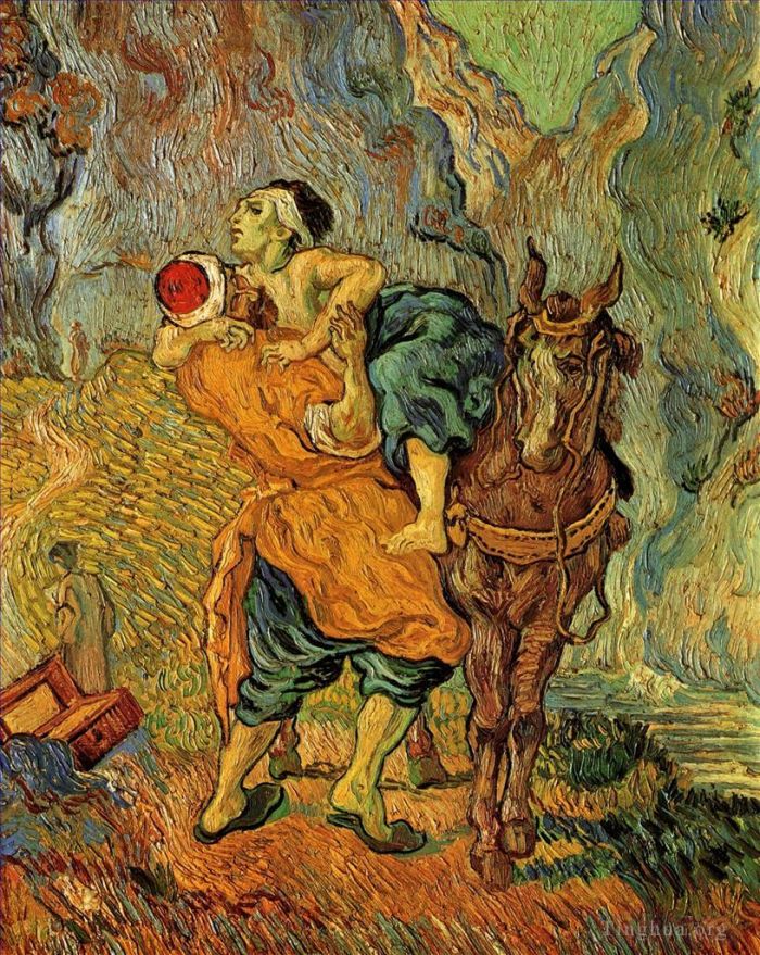 文森特·威廉·梵高 的油画作品 -  《德拉克洛瓦之后的好撒玛利亚人》