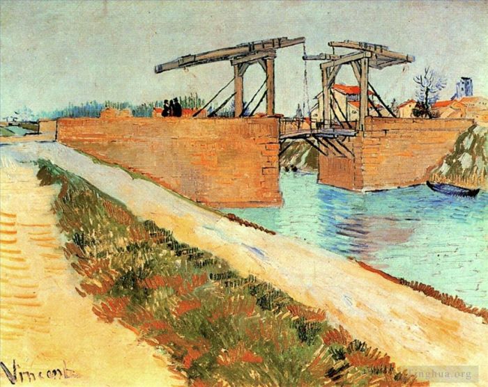 文森特·威廉·梵高 的油画作品 -  《阿尔勒的朗卢桥》