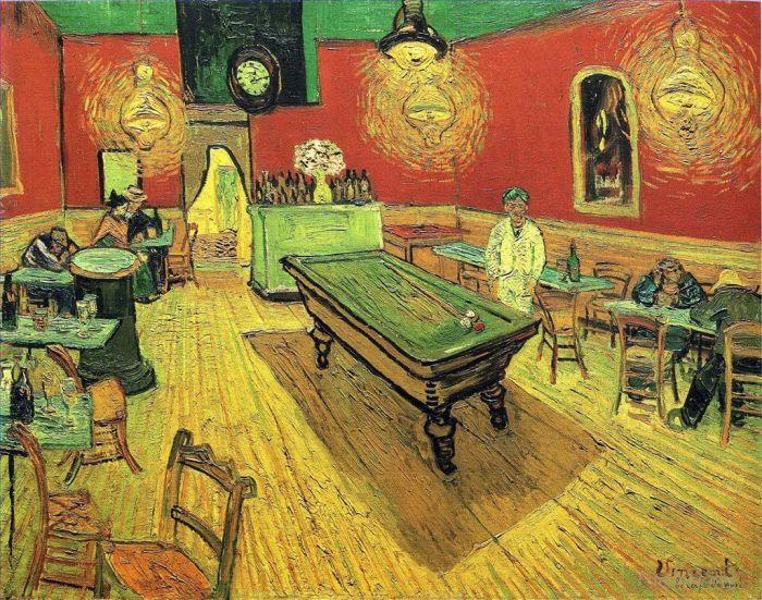 文森特·威廉·梵高 的油画作品 -  《晚上的咖啡屋》
