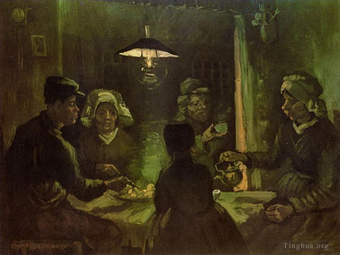 文森特·威廉·梵高 的油画作品 -  《吃土豆的人绿色》