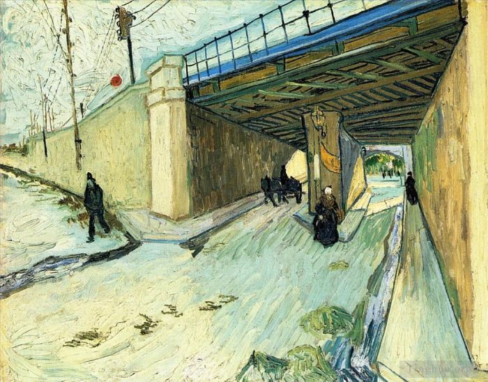 文森特·威廉·梵高 的油画作品 -  《蒙马儒大道上的铁路桥》