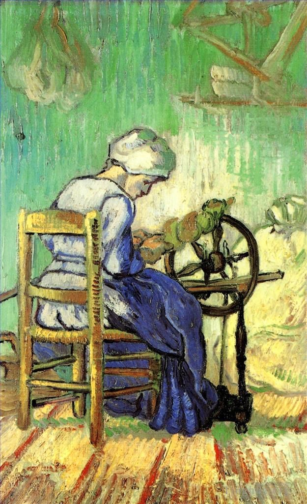 文森特·威廉·梵高 的油画作品 -  《小米之后的纺纱机》