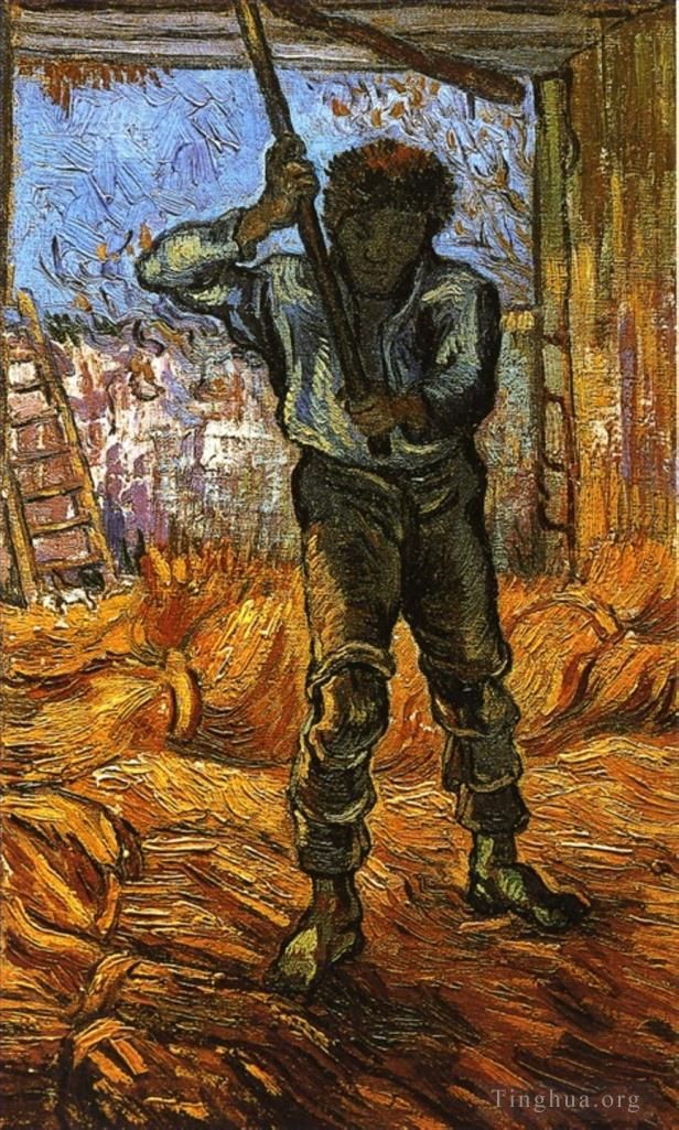 文森特·威廉·梵高 的油画作品 -  《小米之后的脱粒机》
