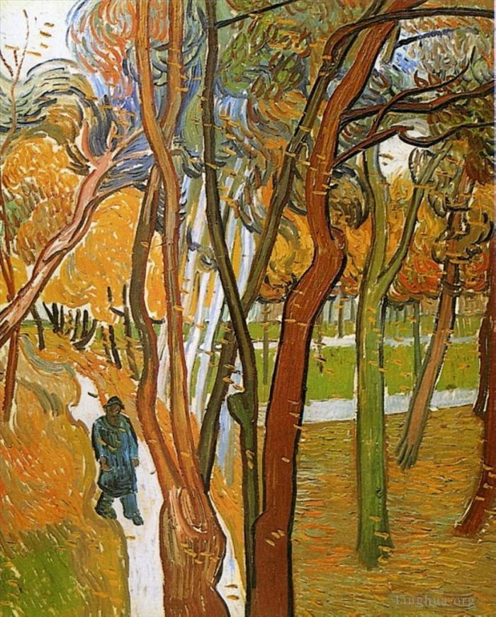文森特·威廉·梵高 的油画作品 -  《行走落叶》