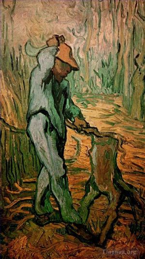 艺术家文森特·威廉·梵高作品《仿米勒的伐木者》