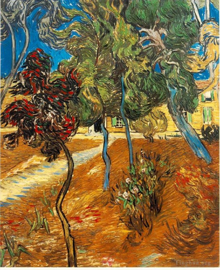 文森特·威廉·梵高 的油画作品 -  《庇护花园里的树木》