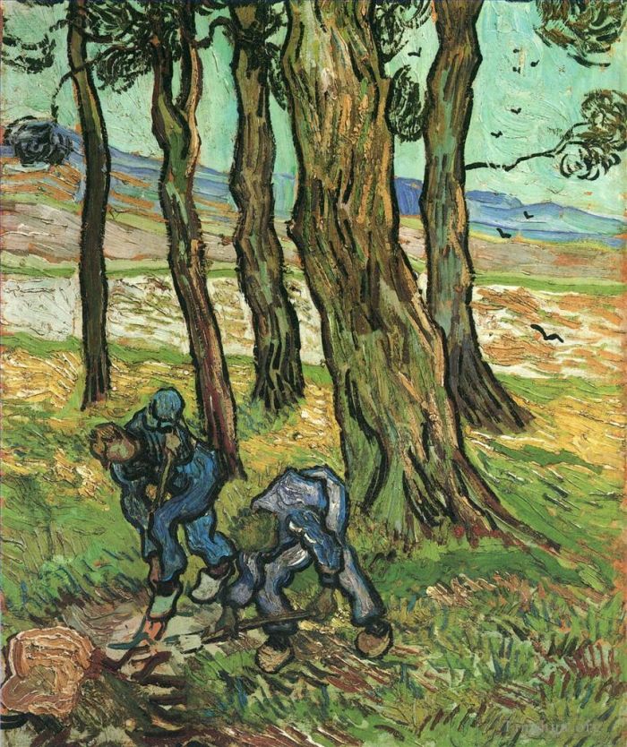 文森特·威廉·梵高 的油画作品 -  《树间的两个挖掘机》