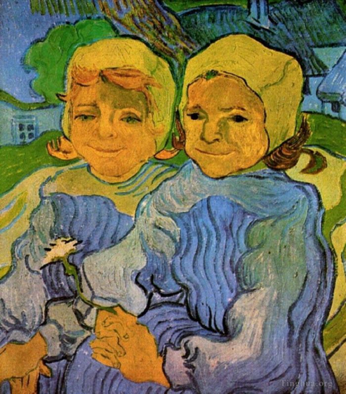 文森特·威廉·梵高 的油画作品 -  《两个小女孩》