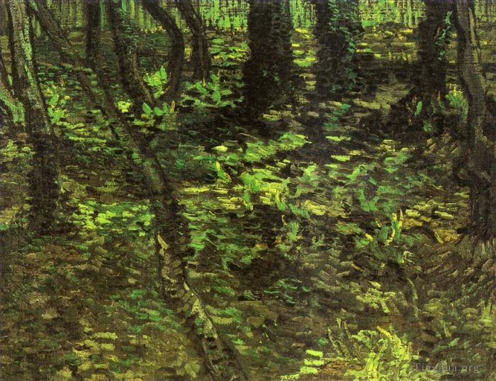 文森特·威廉·梵高 的油画作品 -  《长满常春藤的灌木丛》