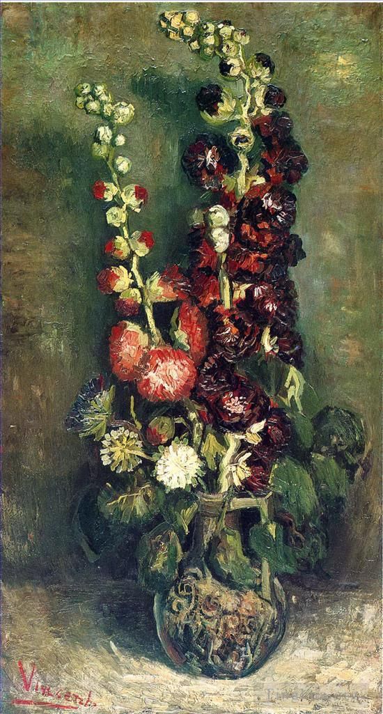文森特·威廉·梵高 的油画作品 -  《蜀葵花瓶》
