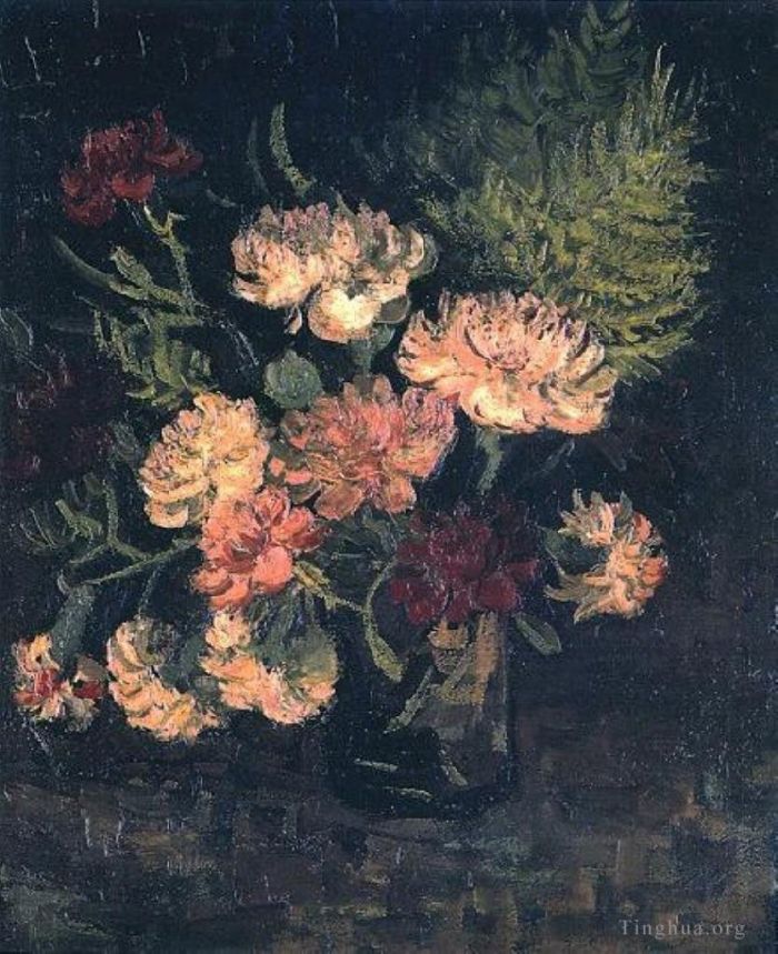 文森特·威廉·梵高 的油画作品 -  《花瓶与康乃馨,1》