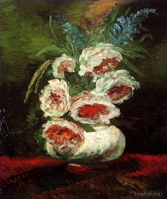 文森特·威廉·梵高 的油画作品 -  《牡丹花瓶》