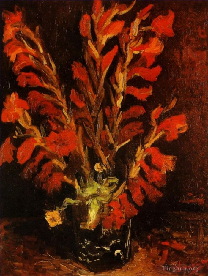 文森特·威廉·梵高 的油画作品 -  《红色剑兰花瓶》