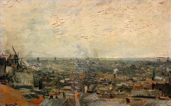 文森特·威廉·梵高 的油画作品 -  《从蒙马特高地俯瞰巴黎》