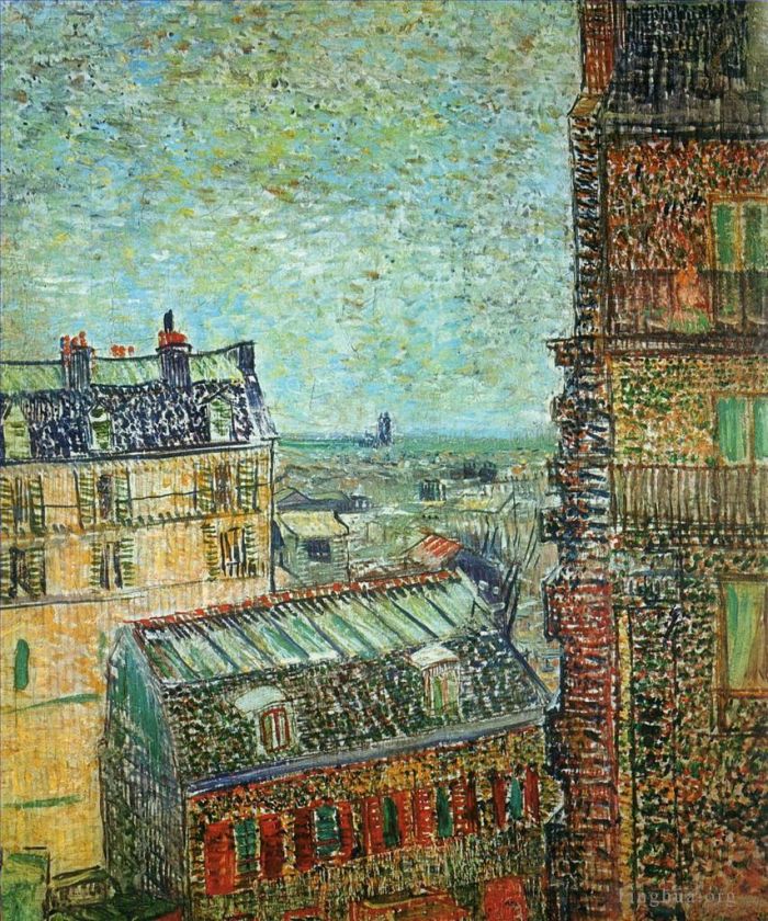 文森特·威廉·梵高 的油画作品 -  《从勒皮克街文森特的房间欣赏巴黎景色》