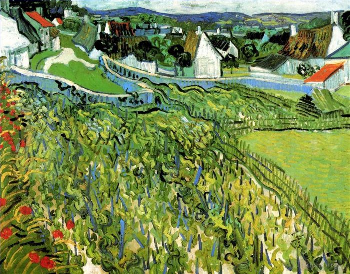 文森特·威廉·梵高 的油画作品 -  《享有奥维尔美景的葡萄园》