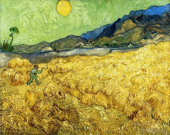 文森特·威廉·梵高 的油画作品 -  《麦田与收割者和太阳》