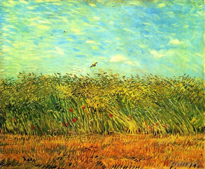 文森特·威廉·梵高 的油画作品 -  《麦田与百灵鸟》