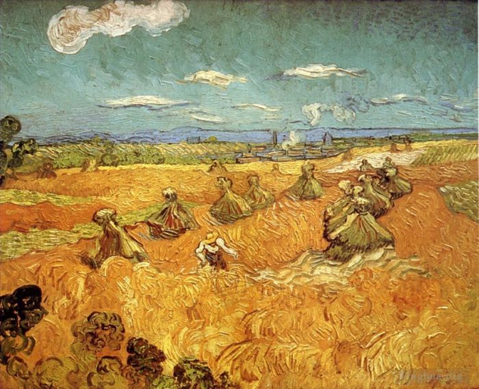 文森特·威廉·梵高 的油画作品 -  《与收割者的小麦堆》