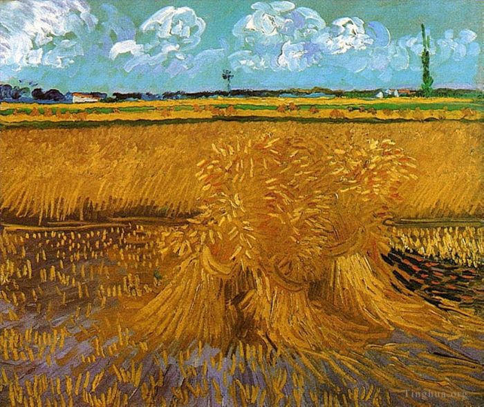 文森特·威廉·梵高 的油画作品 -  《麦田与捆》