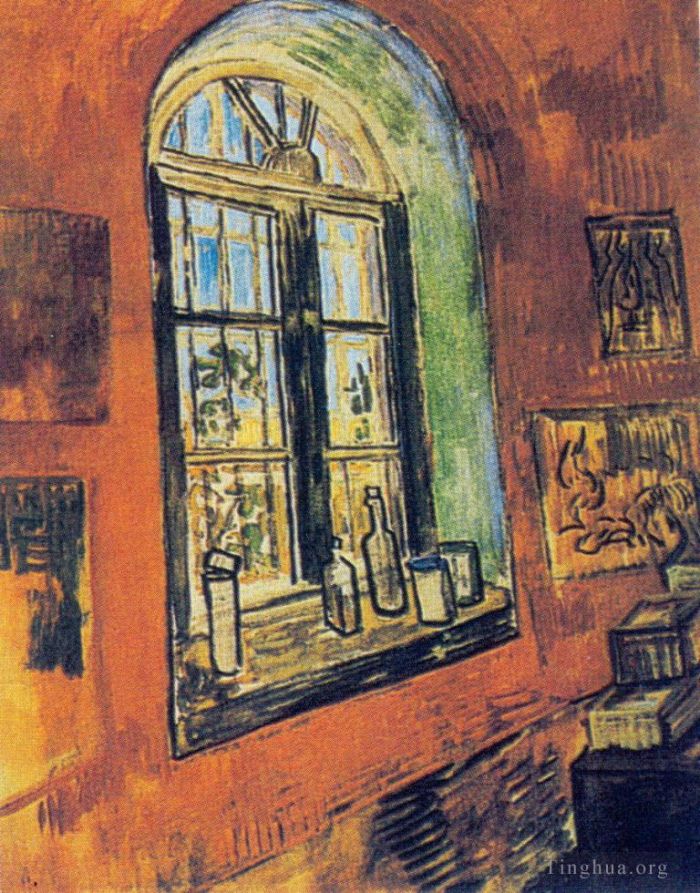 文森特·威廉·梵高 的油画作品 -  《精神病院文森特工作室的窗户》