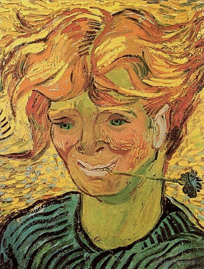 文森特·威廉·梵高 的油画作品 -  《矢车菊的年轻人》