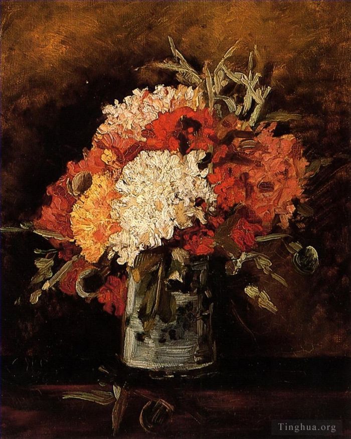 文森特·威廉·梵高 的油画作品 -  《有康乃馨的花瓶,2》
