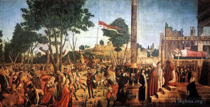 维托雷·卡尔帕·乔 的各类绘画作品 -  《朝圣者的殉难和圣乌尔苏拉的葬礼》