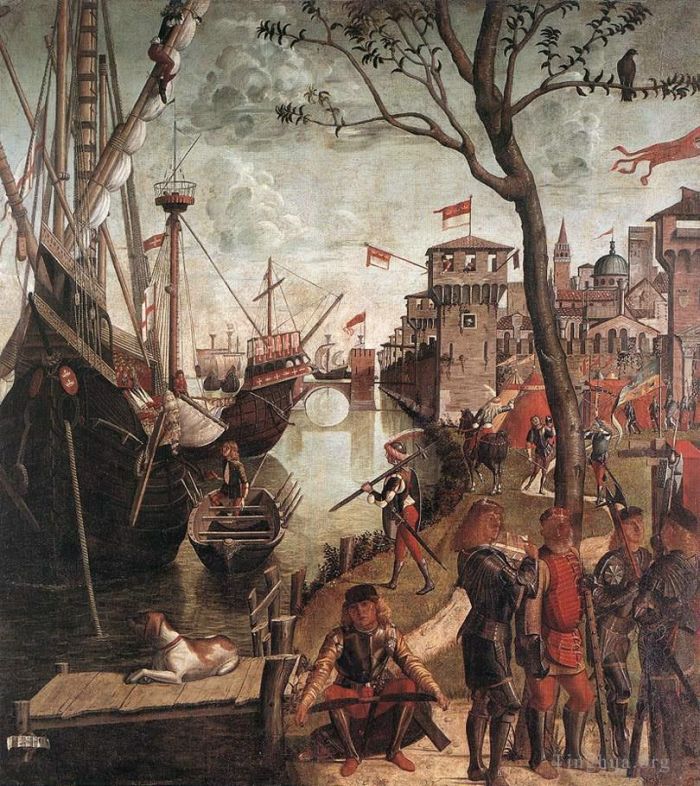 维托雷·卡尔帕·乔 的各类绘画作品 -  《朝圣者抵达科隆》
