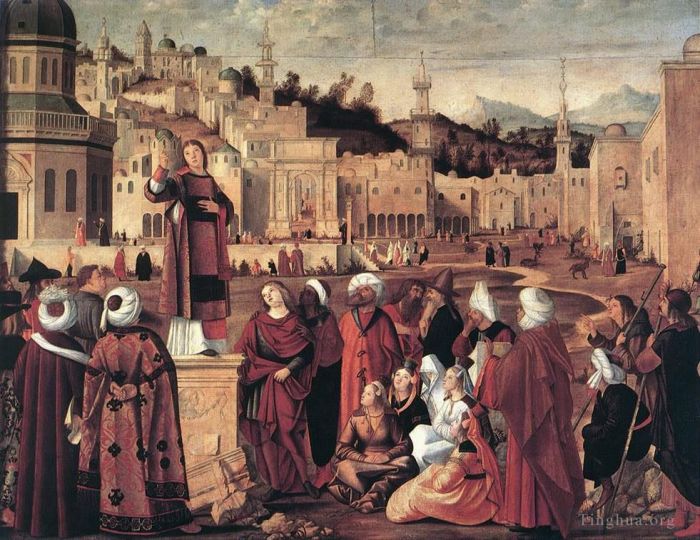维托雷·卡尔帕·乔 的各类绘画作品 -  《圣斯蒂芬的布道》