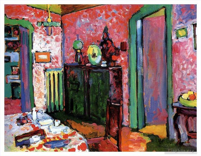 瓦西里·康定斯基 的油画作品 -  《室内装饰,我的餐厅》