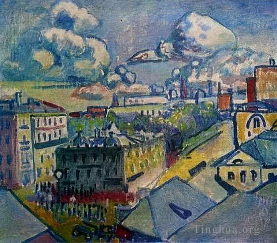 瓦西里·康定斯基 的油画作品 -  《莫斯科祖博夫斯卡亚广场研究》
