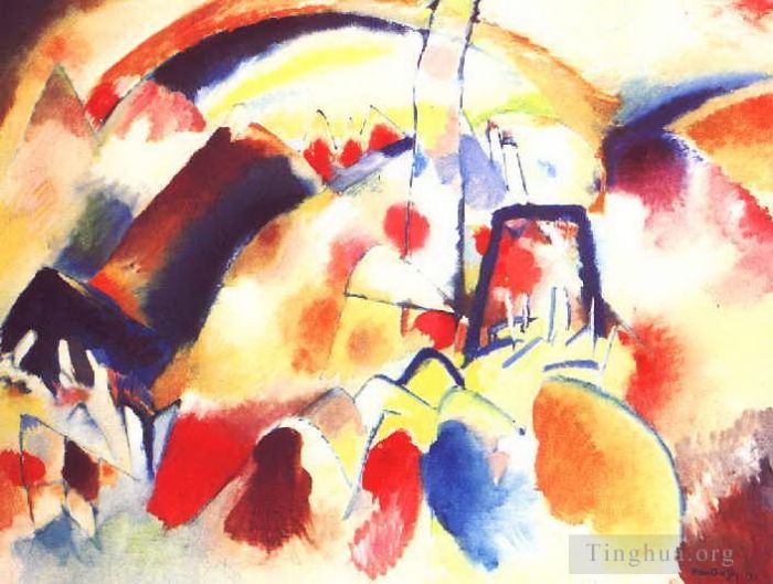 瓦西里·康定斯基 的各类绘画作品 -  《有红点的风景》