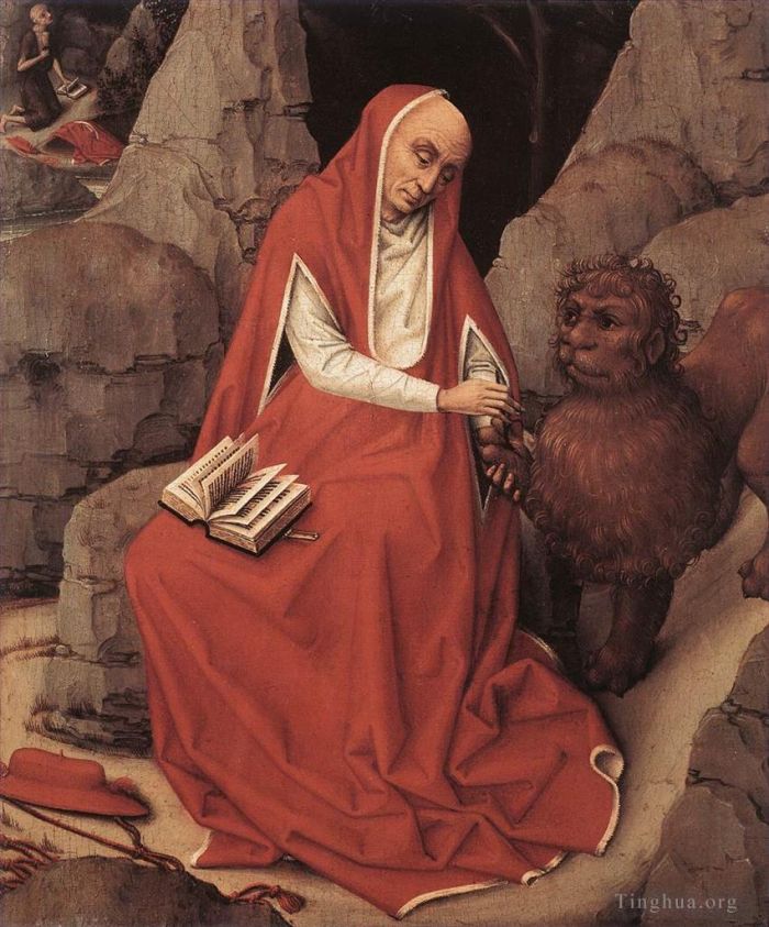 罗吉尔·凡·德尔·维登 的油画作品 -  《圣杰罗姆和狮子》