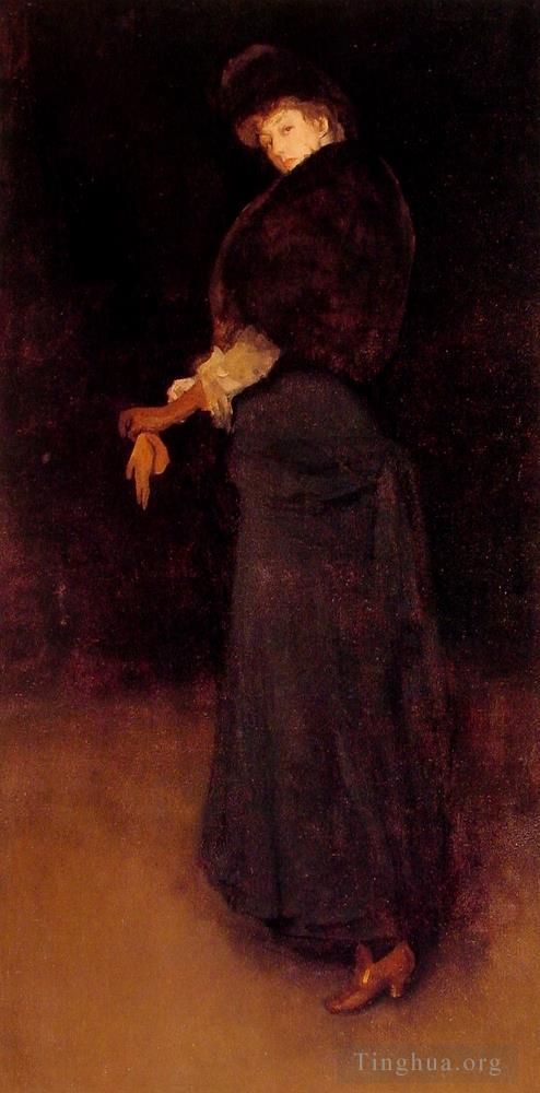 詹姆斯·阿博特·麦克尼尔·惠斯勒 的油画作品 -  《黑衣安排,黄衣女郎》