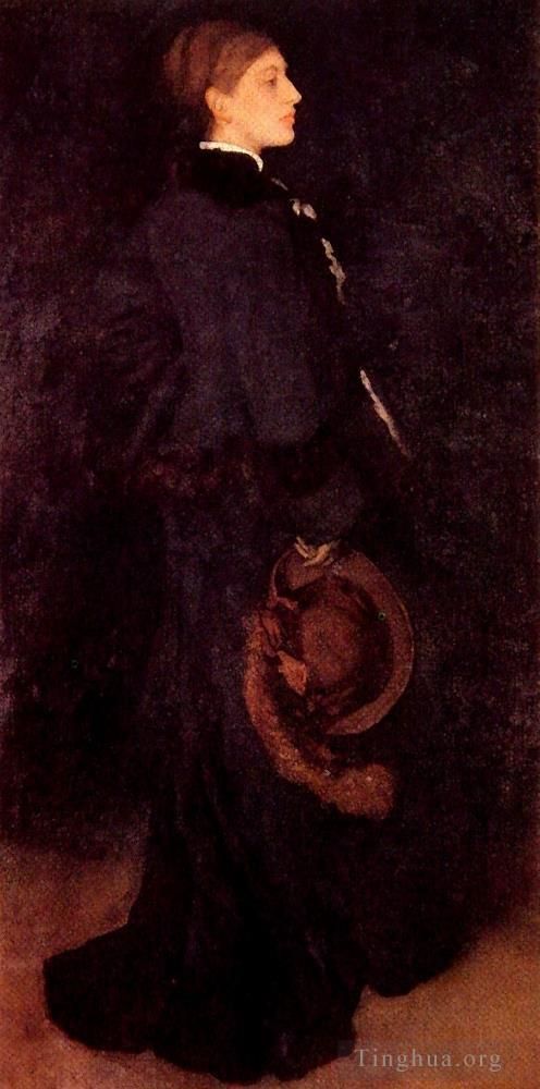 詹姆斯·阿博特·麦克尼尔·惠斯勒 的油画作品 -  《棕色和黑色的罗莎·科德小姐肖像画》