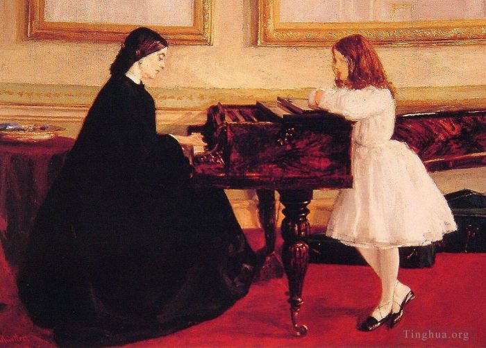 詹姆斯·阿博特·麦克尼尔·惠斯勒 的油画作品 -  《在钢琴旁》