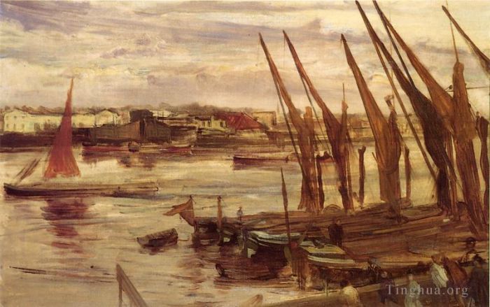 詹姆斯·阿博特·麦克尼尔·惠斯勒 的油画作品 -  《巴特西河段》