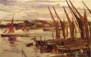 艺术家詹姆斯·阿博特·麦克尼尔·惠斯勒作品《巴特西河段》
