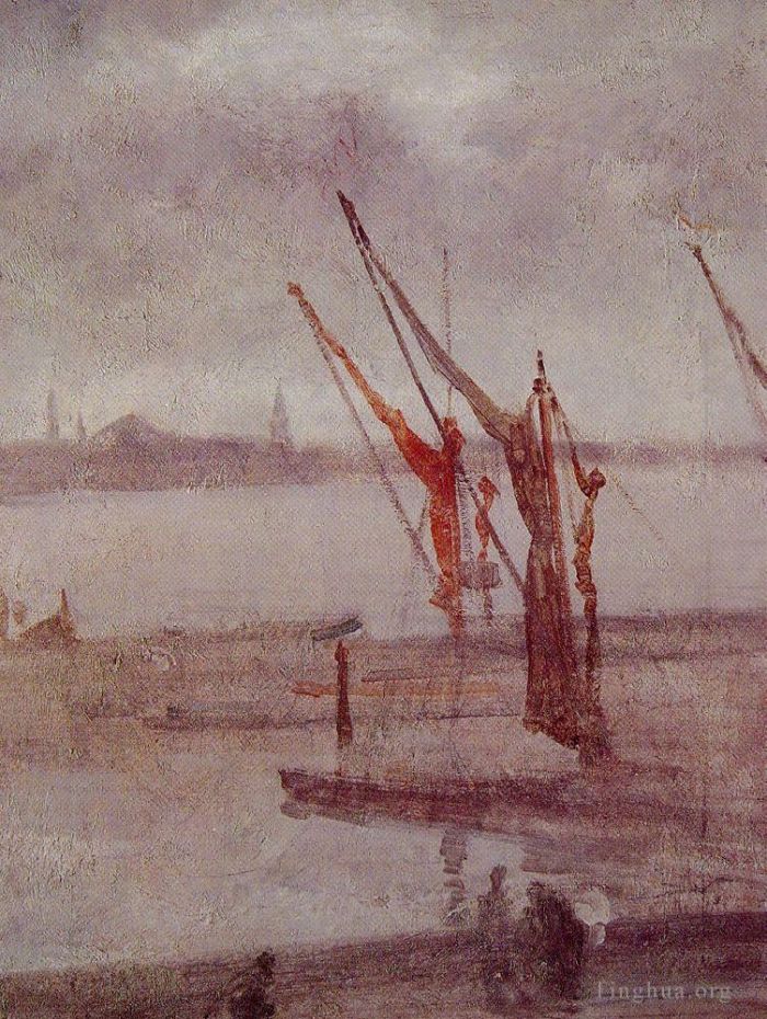 詹姆斯·阿博特·麦克尼尔·惠斯勒 的油画作品 -  《切尔西码头灰色和银色》