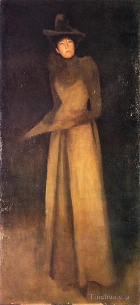 詹姆斯·阿博特·麦克尼尔·惠斯勒 的油画作品 -  《棕色和谐毡帽》