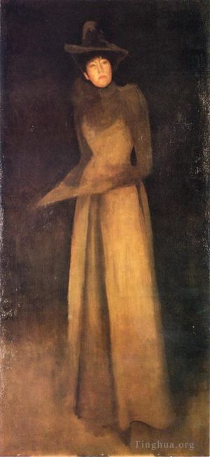 艺术家詹姆斯·阿博特·麦克尼尔·惠斯勒作品《棕色和谐毡帽》