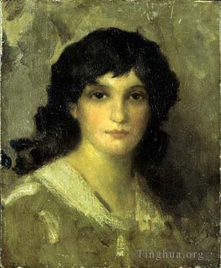 詹姆斯·阿博特·麦克尼尔·惠斯勒 的油画作品 -  《詹姆斯·阿伯特·麦克尼尔,《一位年轻女子》的头》
