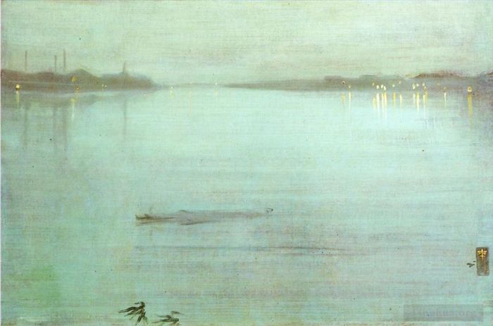 詹姆斯·阿博特·麦克尼尔·惠斯勒 的油画作品 -  《夜曲蓝银》