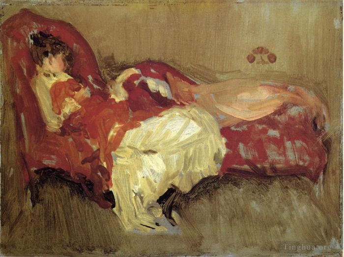 詹姆斯·阿博特·麦克尼尔·惠斯勒 的油画作品 -  《红色笔记,午睡》
