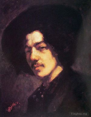 艺术家詹姆斯·阿博特·麦克尼尔·惠斯勒作品《惠斯勒戴帽子的肖像》