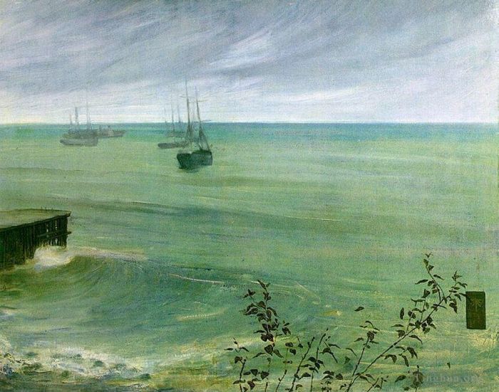 詹姆斯·阿博特·麦克尼尔·惠斯勒 的油画作品 -  《灰绿交响曲海洋》
