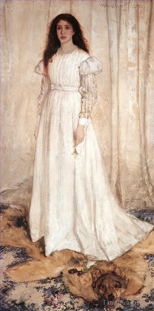 詹姆斯·阿博特·麦克尼尔·惠斯勒 的油画作品 -  《白衣交响曲,No1,白衣少女》