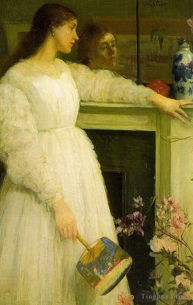 詹姆斯·阿博特·麦克尼尔·惠斯勒 的油画作品 -  《白交响曲第二号白衣小女孩》