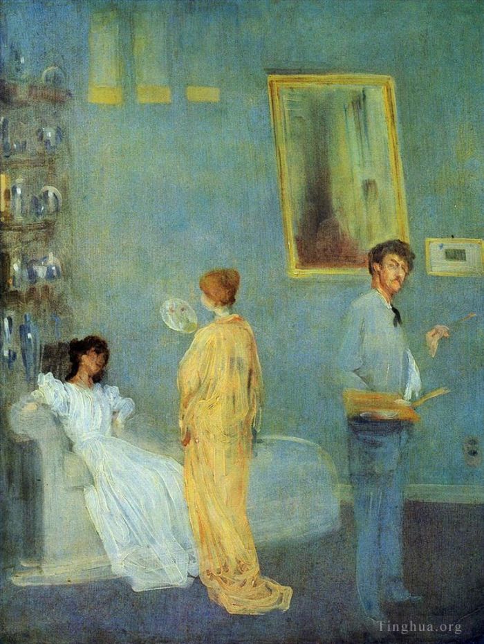 詹姆斯·阿博特·麦克尼尔·惠斯勒 的油画作品 -  《艺术家工作室》